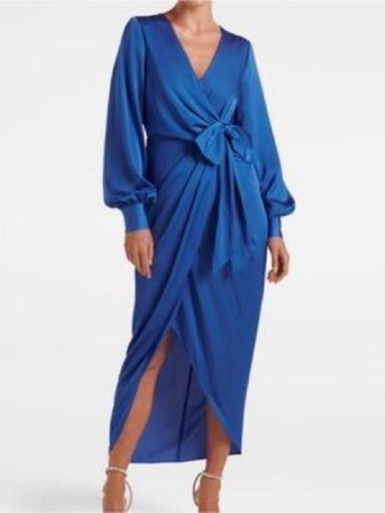 Ever New Dresses & Skirts - Ever New Royal Blue Wrap Midi Dress with Bow - Wedding Guest Dress